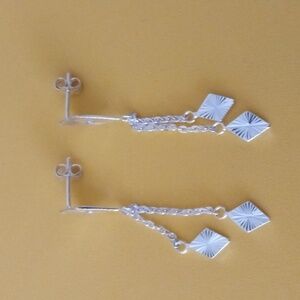 White Zircon Kite Dangle Earrings in Sterling Silver Retail $90